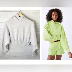 TNA AIRY AF Fleece Cropped Hoodie Heathered White/Grey